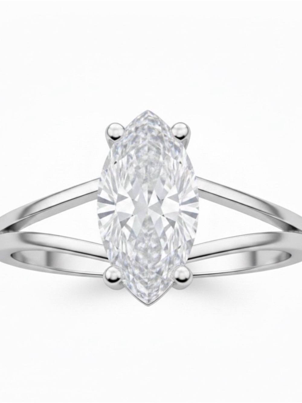 Classic Marquise Solitaire Engagement Ring - White size 8,5